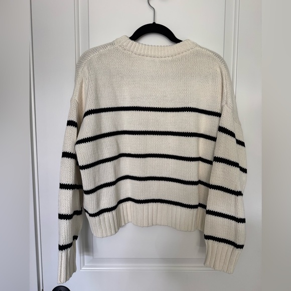 Jenni Kayne Chloe Crewneck striped cotton sweater - Ivory with black stripes - Picture 5 of 7